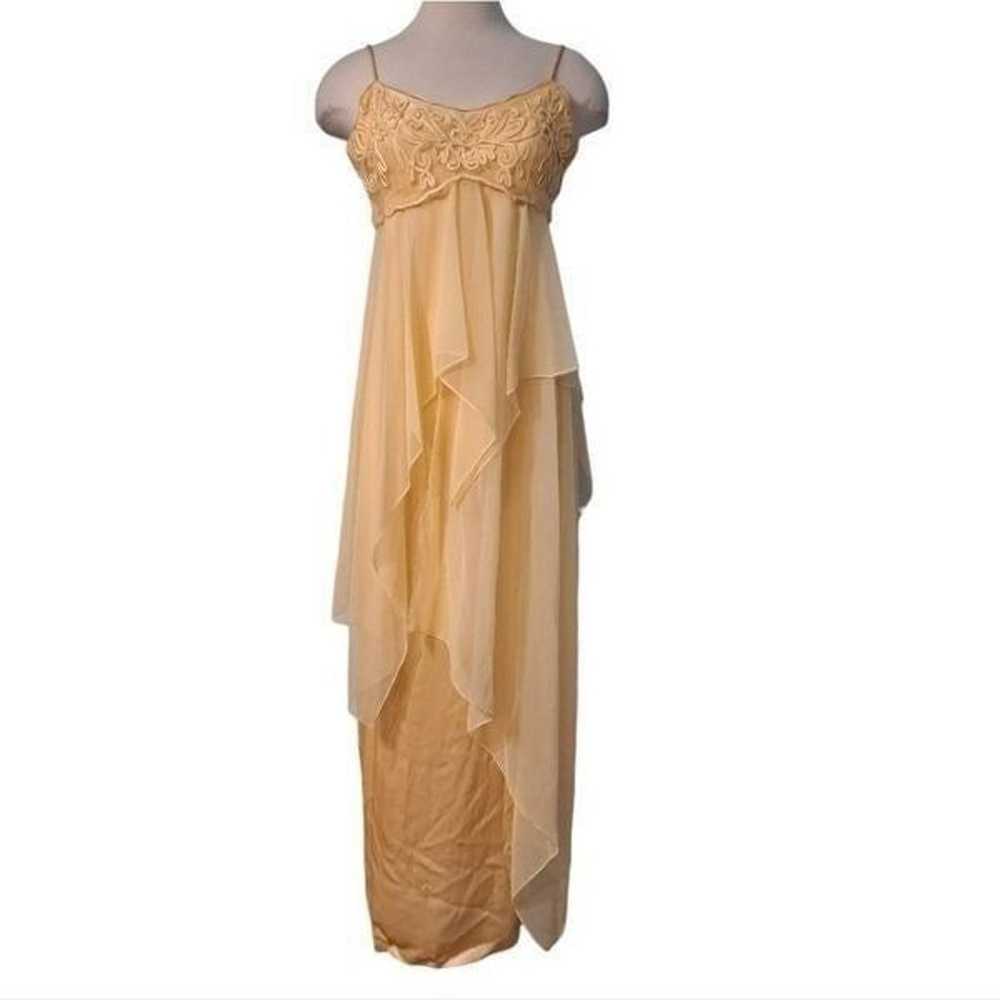 Loralie Lace Trim Chiffon Satin Dress Size 6 Yell… - image 1