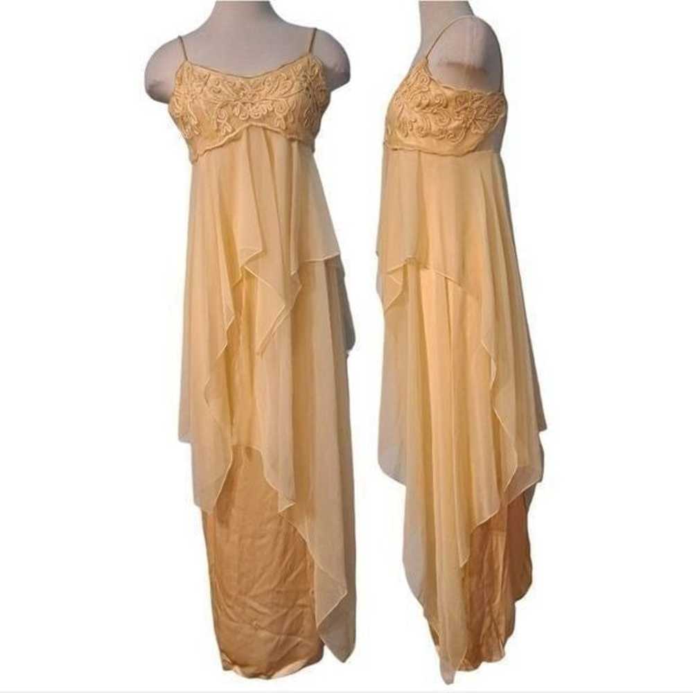 Loralie Lace Trim Chiffon Satin Dress Size 6 Yell… - image 2