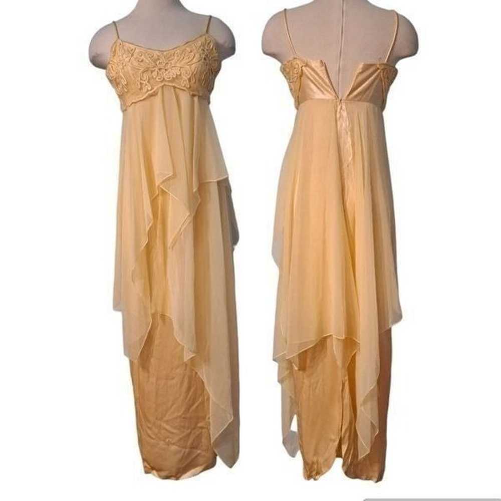 Loralie Lace Trim Chiffon Satin Dress Size 6 Yell… - image 3