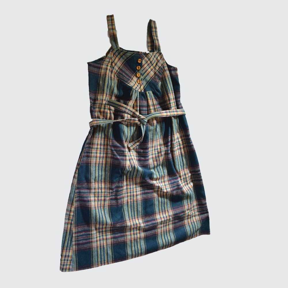 Vintage Plaid button jumper dress with sash Women… - image 2