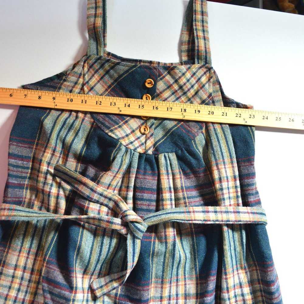 Vintage Plaid button jumper dress with sash Women… - image 3