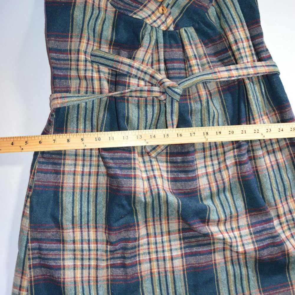 Vintage Plaid button jumper dress with sash Women… - image 4
