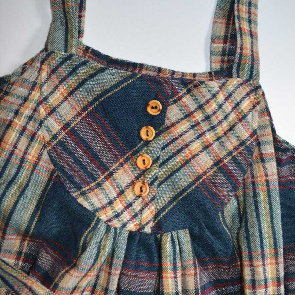 Vintage Plaid button jumper dress with sash Women… - image 5