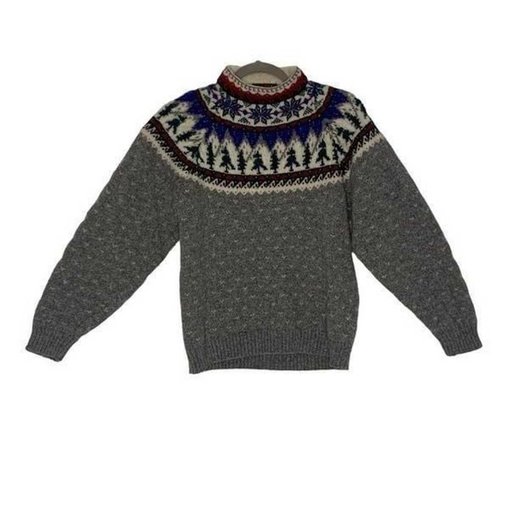 Eddie Bauer Vintage Grey Wool Ski Sweater | Size S - image 1