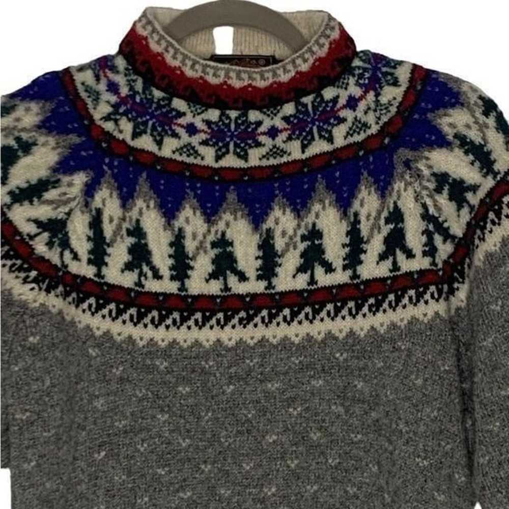 Eddie Bauer Vintage Grey Wool Ski Sweater | Size S - image 3