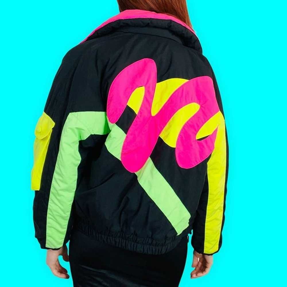 Vintage Tyrolia Neon Color Block Puffer Ski Jacke… - image 2