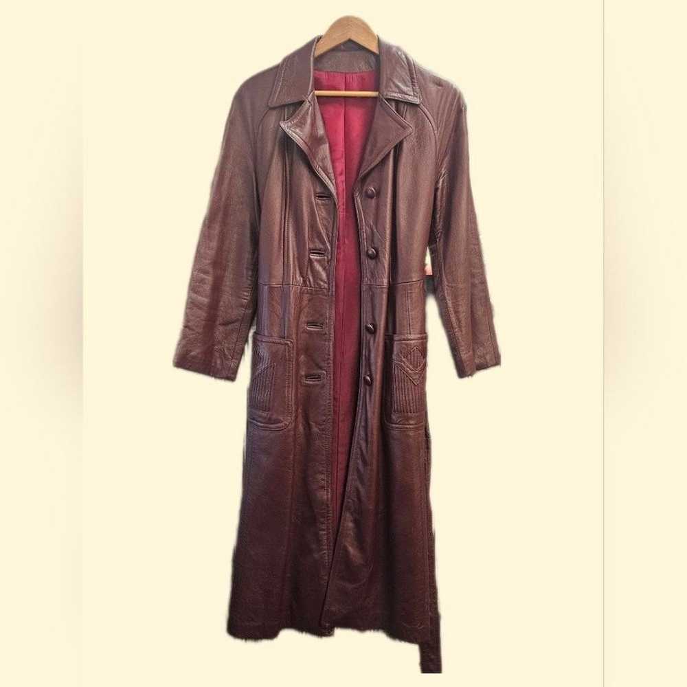 Vintage 70's Leather Trench Coat - image 2