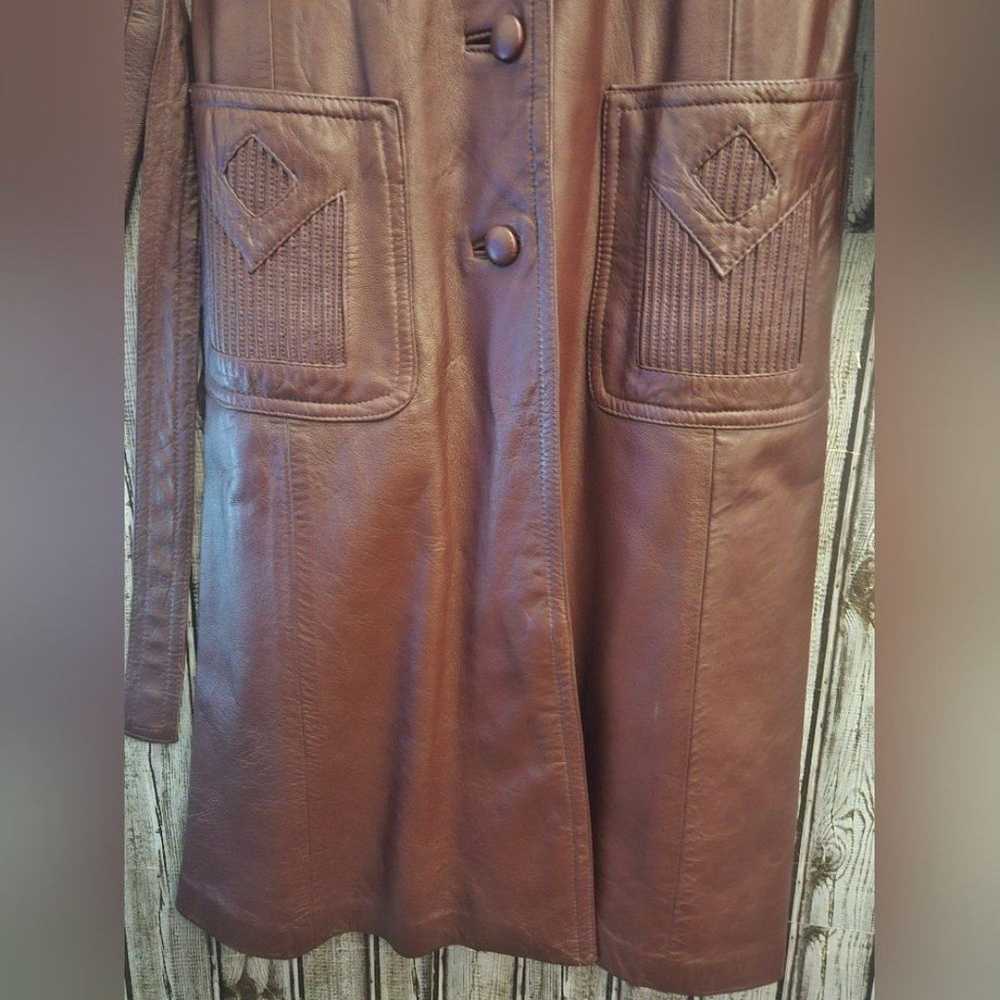 Vintage 70's Leather Trench Coat - image 7