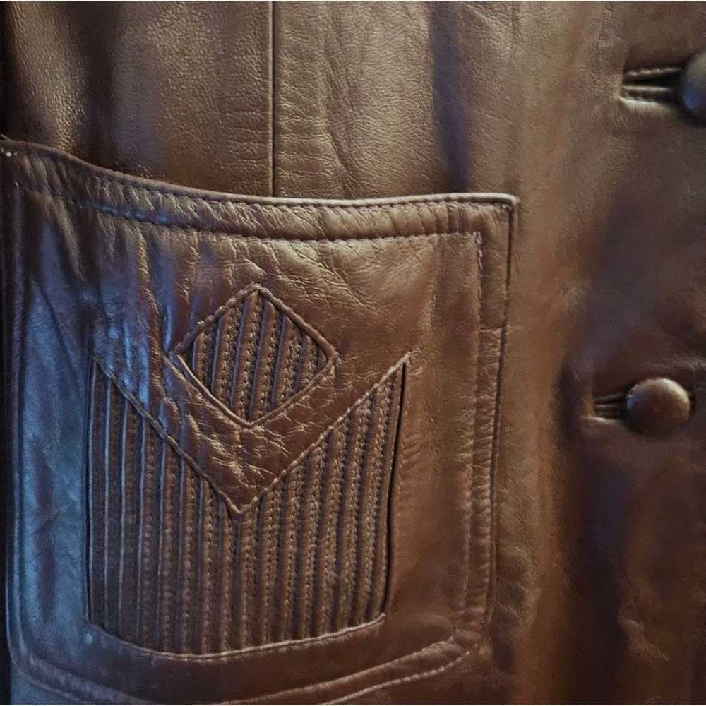 Vintage 70's Leather Trench Coat - image 8