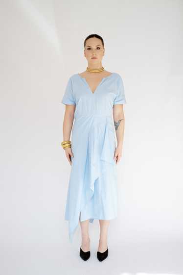 Sky Blue Cotton Midi Dress