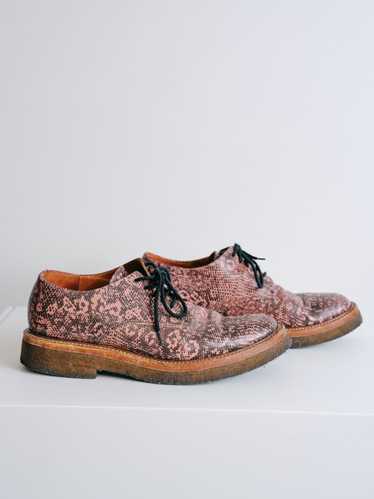 Pink and Brown Snakeskin Derbies