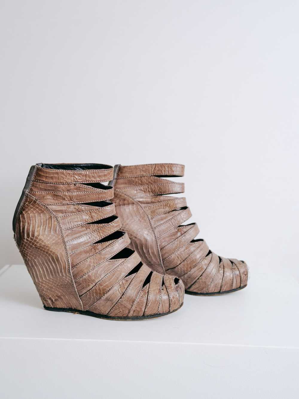 Rick Owens Gray Dust "Sabot" Snakeskin Wedges - image 1