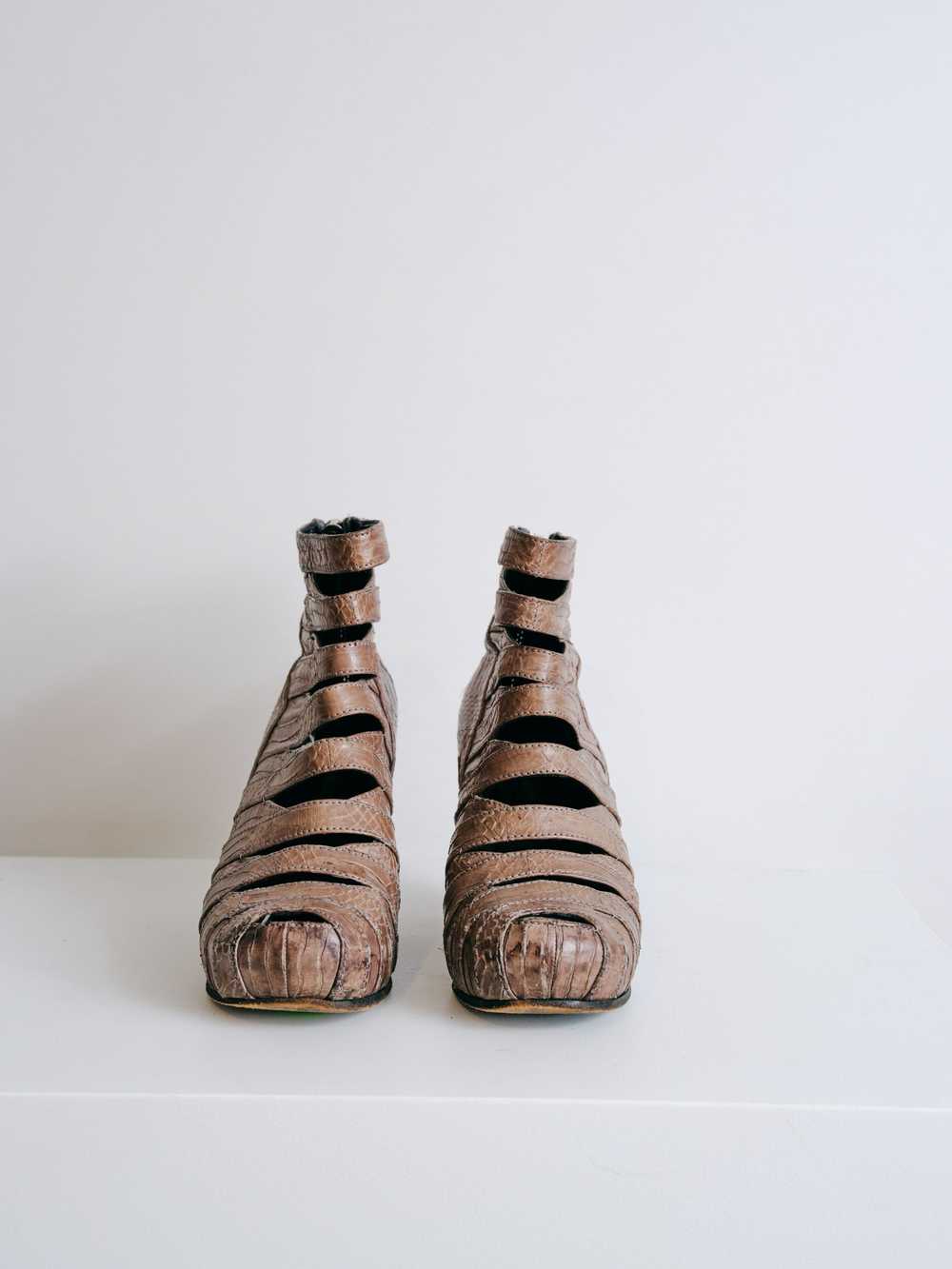 Rick Owens Gray Dust "Sabot" Snakeskin Wedges - image 2