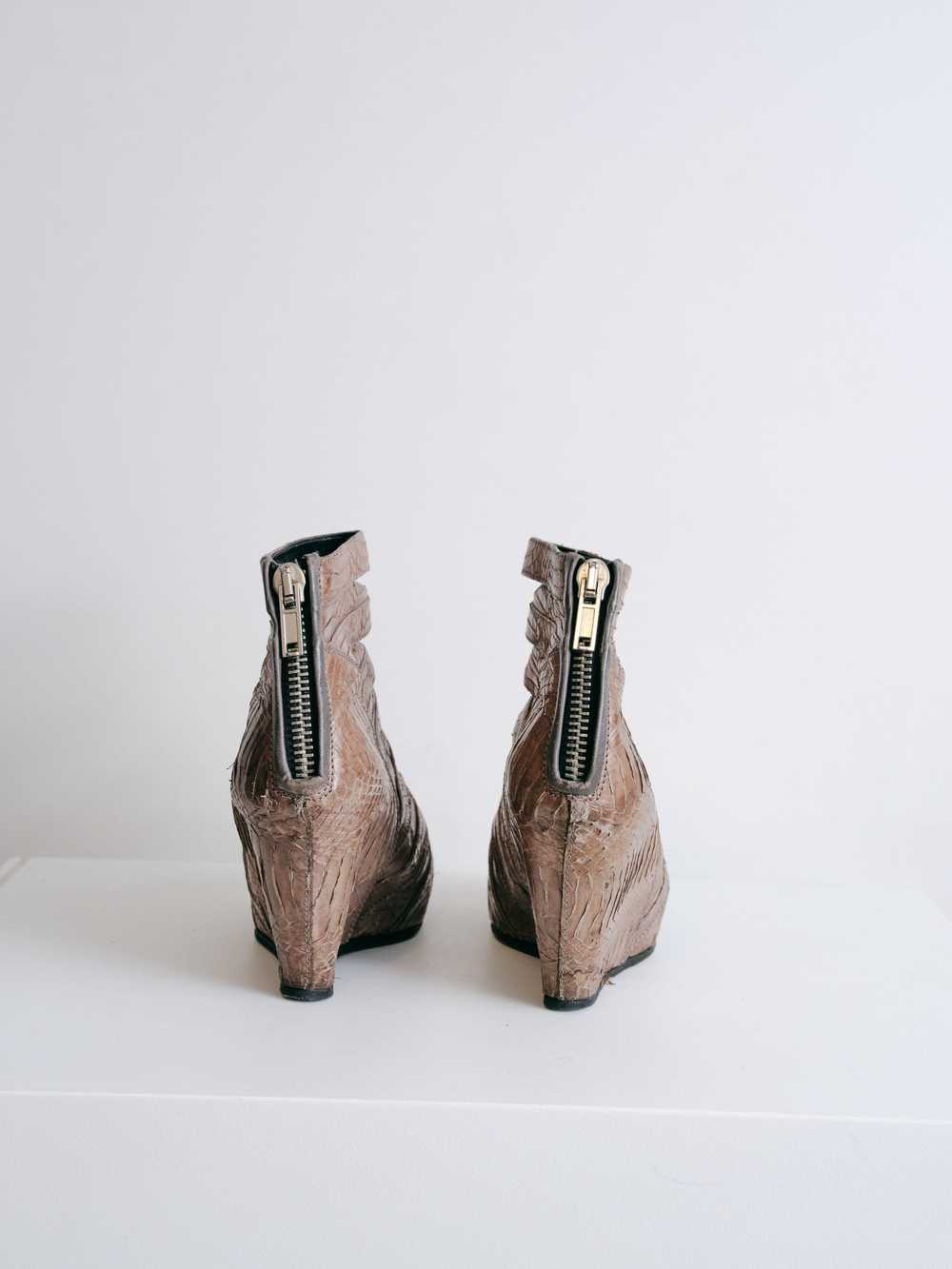 Rick Owens Gray Dust "Sabot" Snakeskin Wedges - image 3