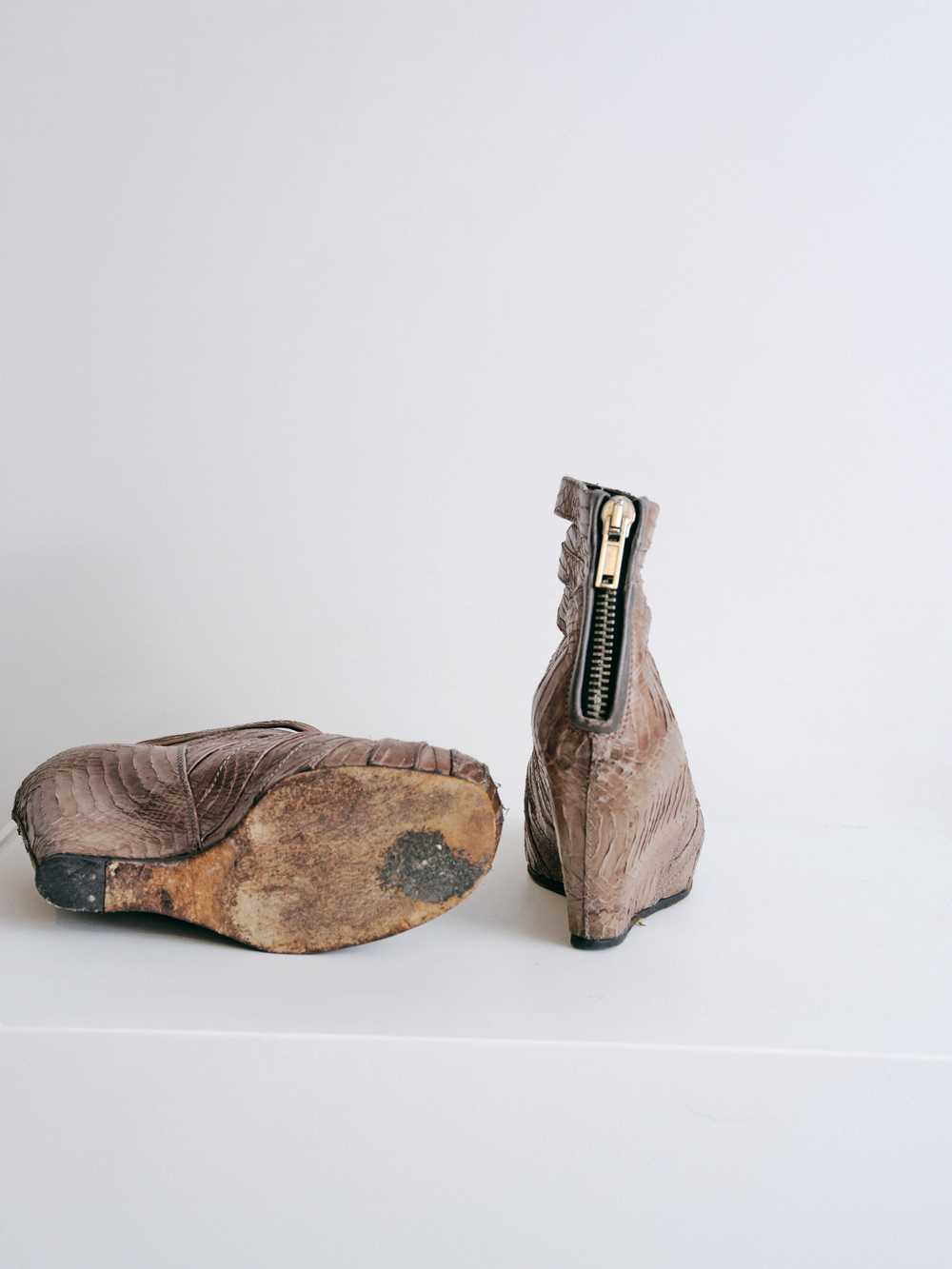 Rick Owens Gray Dust "Sabot" Snakeskin Wedges - image 4