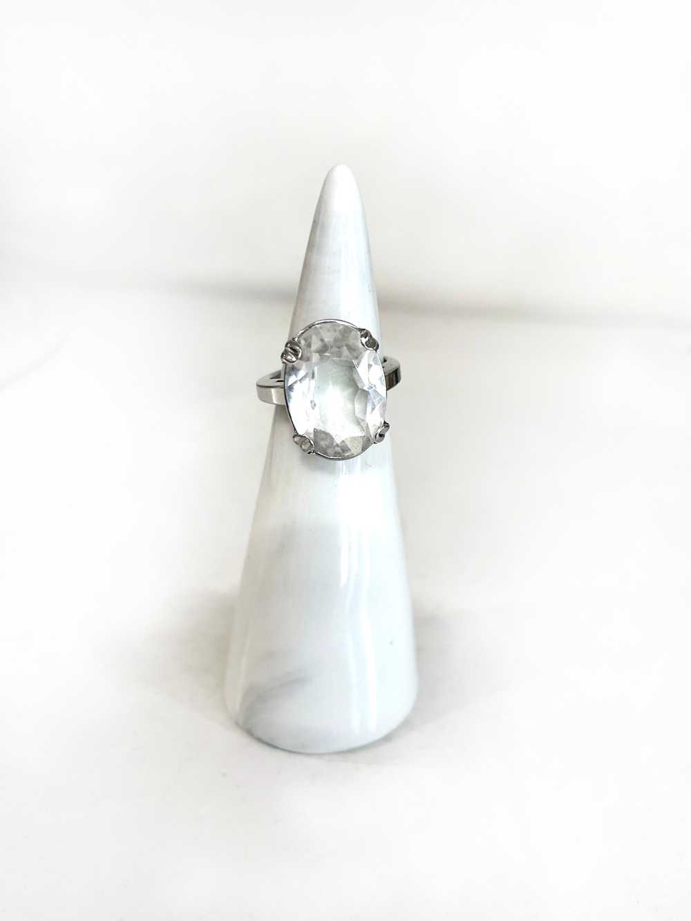 Silver Ring with Faceted Oval Stone - image 1