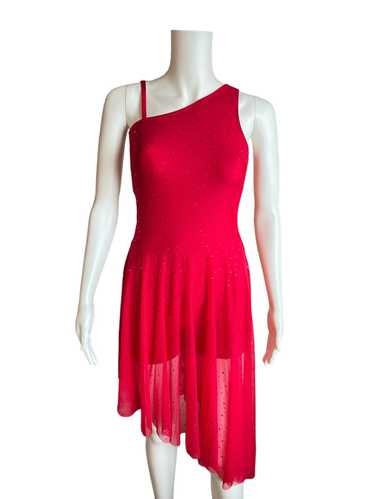 Dance costume - ASYMMETRICAL RED SPARKLE DRESS - image 1
