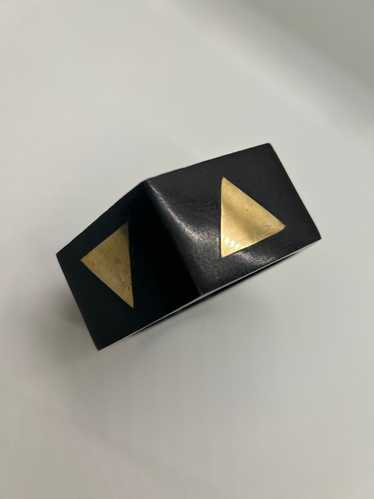 Wood and brass triangle inlay bracelet