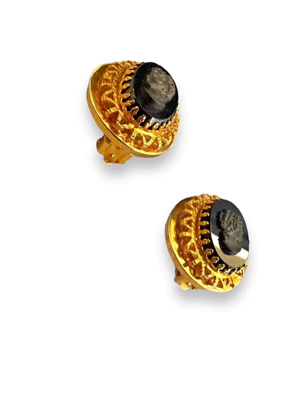 1990s Gold + Onyx Cameo - image 3