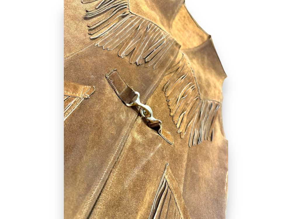 1970s Brown Suede Fringe Buckle Vest - image 3