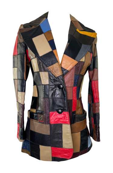 1970s R Sherman Multi Patch Leather Blazer