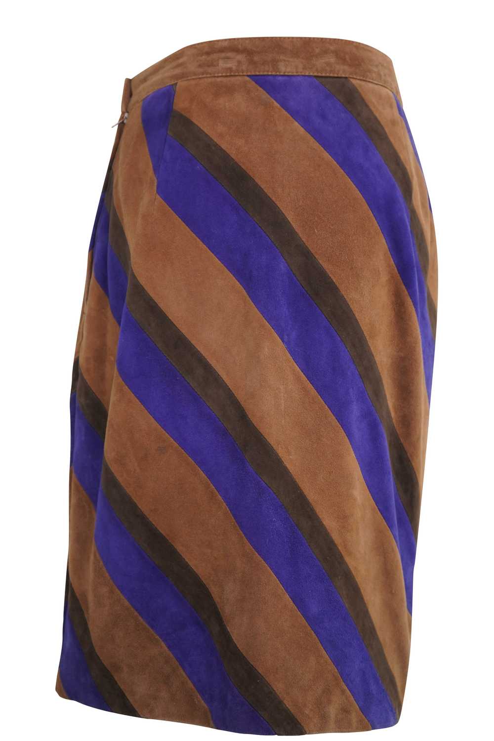 1980's Brown And Purple Suede Valentino Skirt - image 3