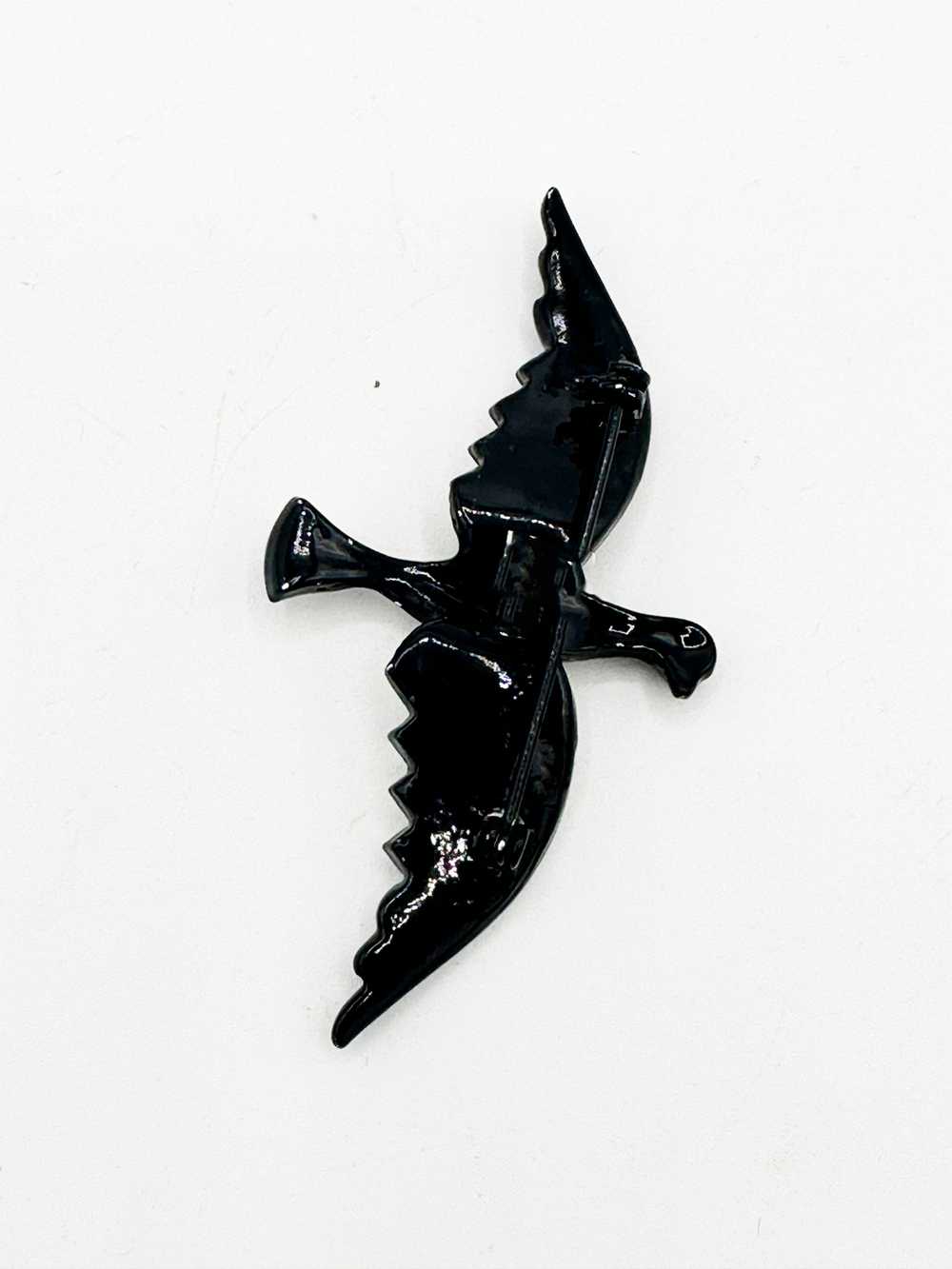 1960's Black Swan + Rhinestone Brooch - image 2