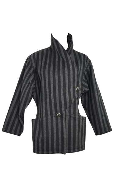 Gianni Versace Gray and Black Striped Jacket