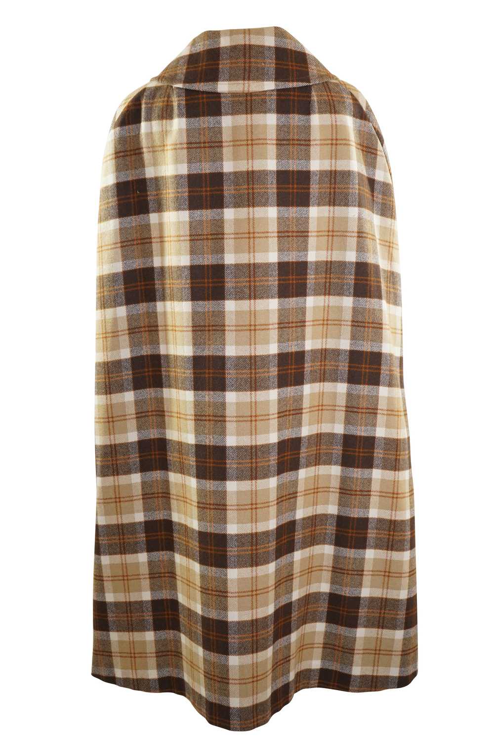 1970's Brown Wool Plaid Cape - image 2