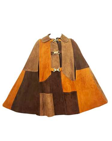 1960's Brown Suede Patchwork Poncho