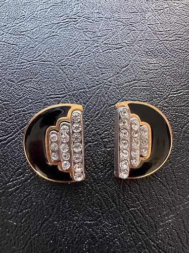 1980's Crescent Rhinestone Earrings