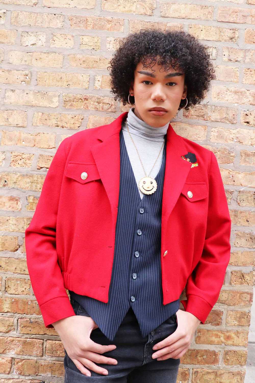 Kameo Upcycled Afro Red Cropped Jacket - image 1