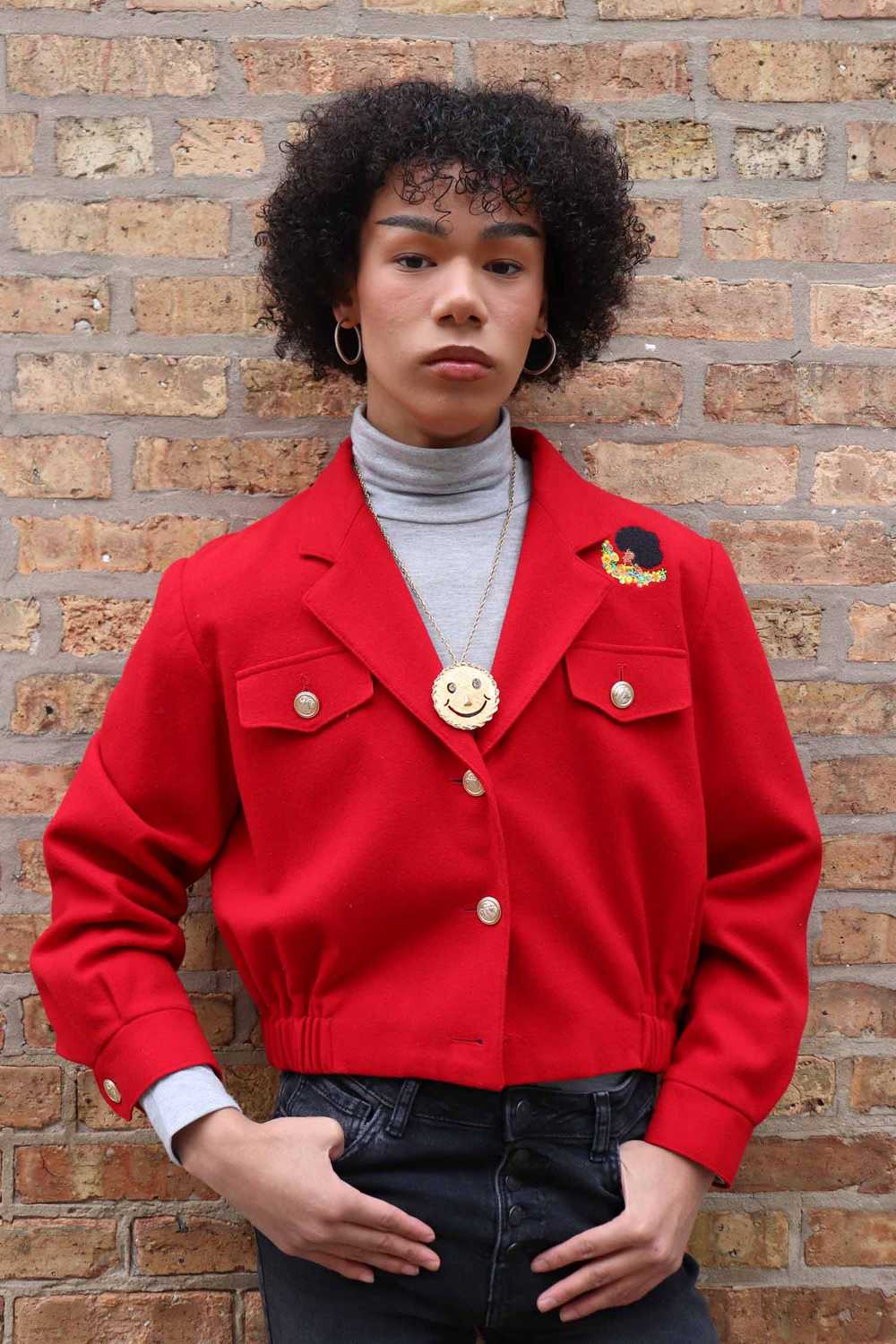 Kameo Upcycled Afro Red Cropped Jacket - image 3