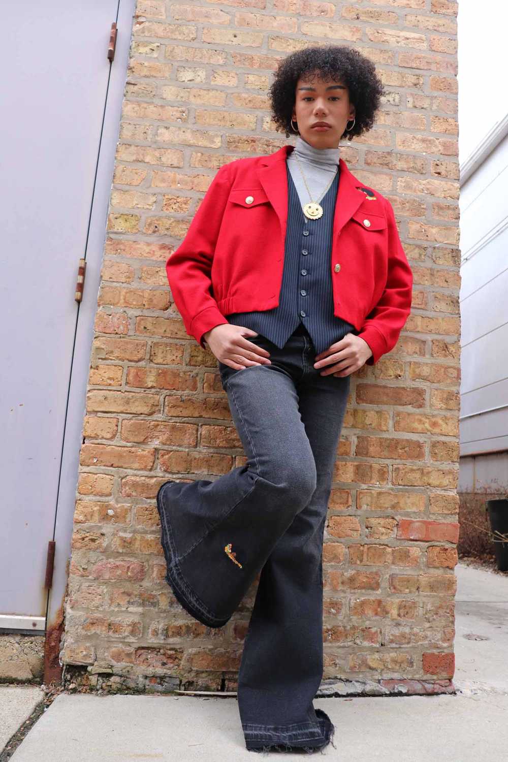 Kameo Upcycled Afro Red Cropped Jacket - image 5