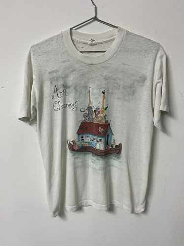 ‘70s Ark Cleaning Hand-Painted Graphic T-Shirt - … - image 1