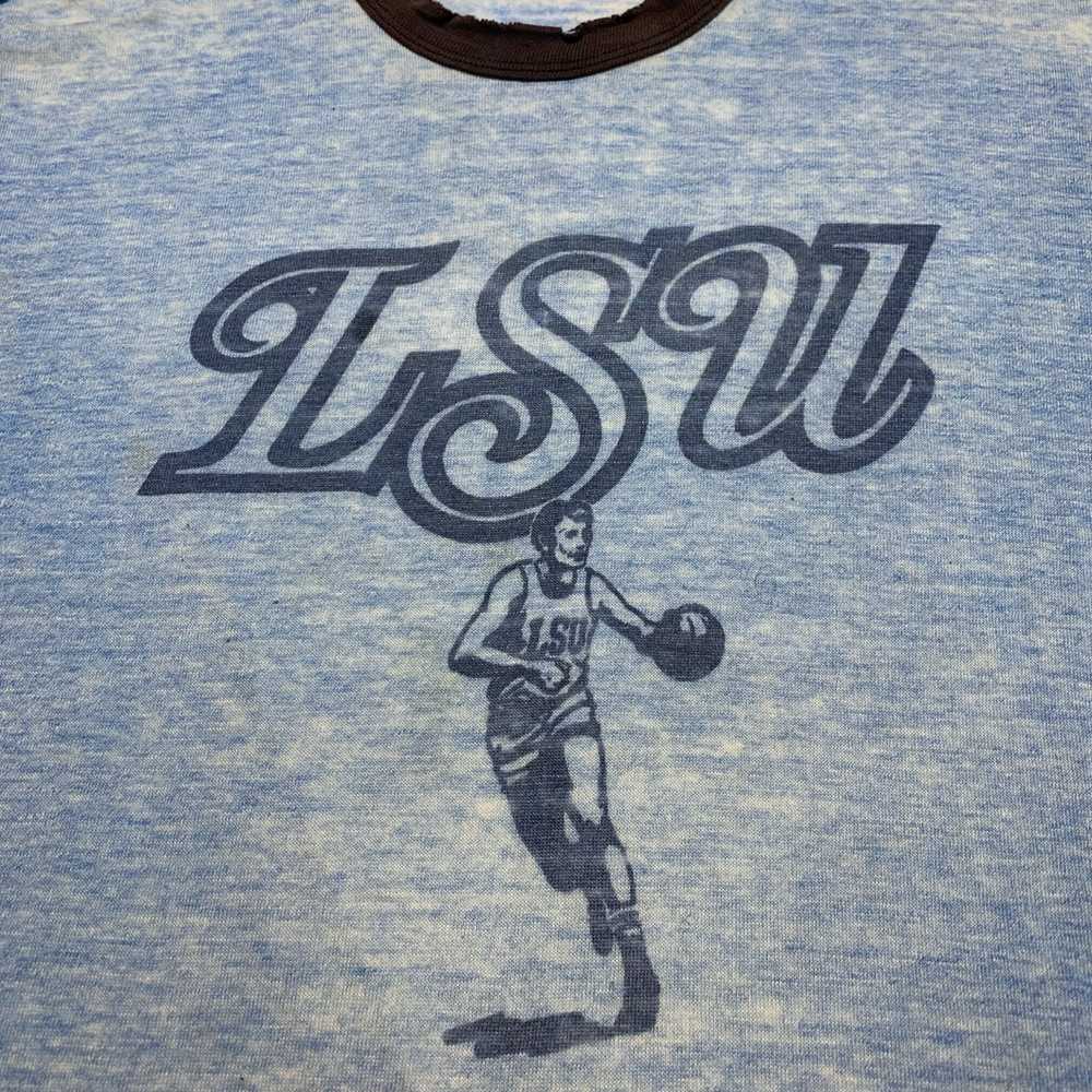 70s LSU Basketball Ringer T-Shirt Incredible Wear… - image 3