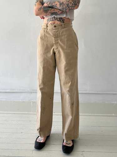 1950s Button Fly Khaki Trousers 27/28 Waist