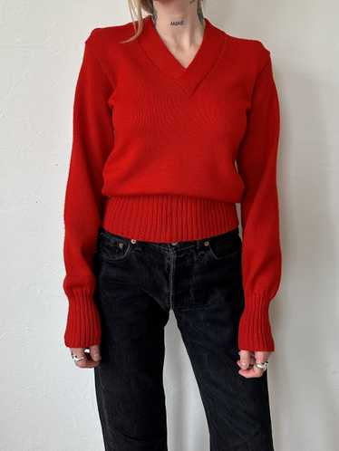 1960s Red Collegiate Wool Sweater