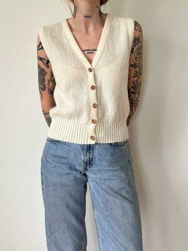 1970s Acrylic Cream Sweater Vest