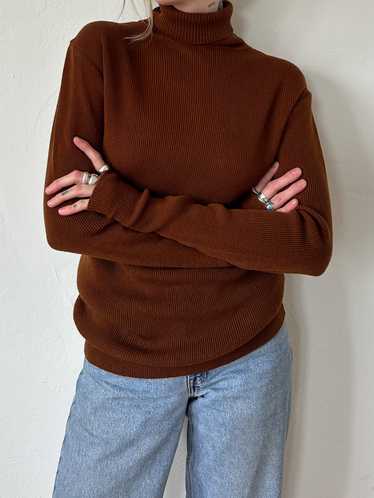 1970s Ribbed Chesnut Turtle Neck Sweater - image 1