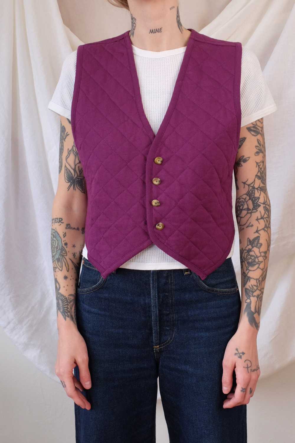 1980s Reversible Quilted Purple Vest - image 2