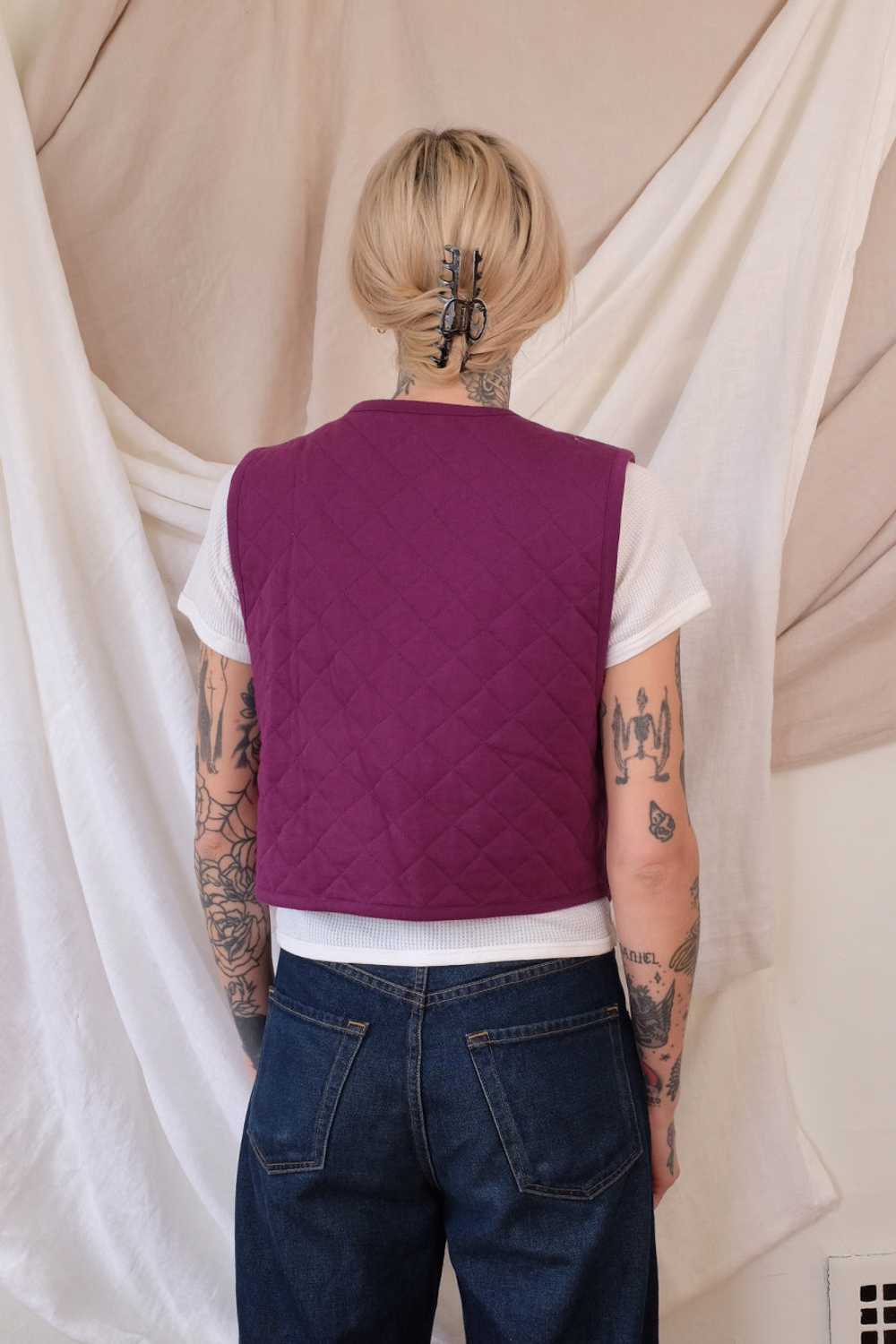 1980s Reversible Quilted Purple Vest - image 4