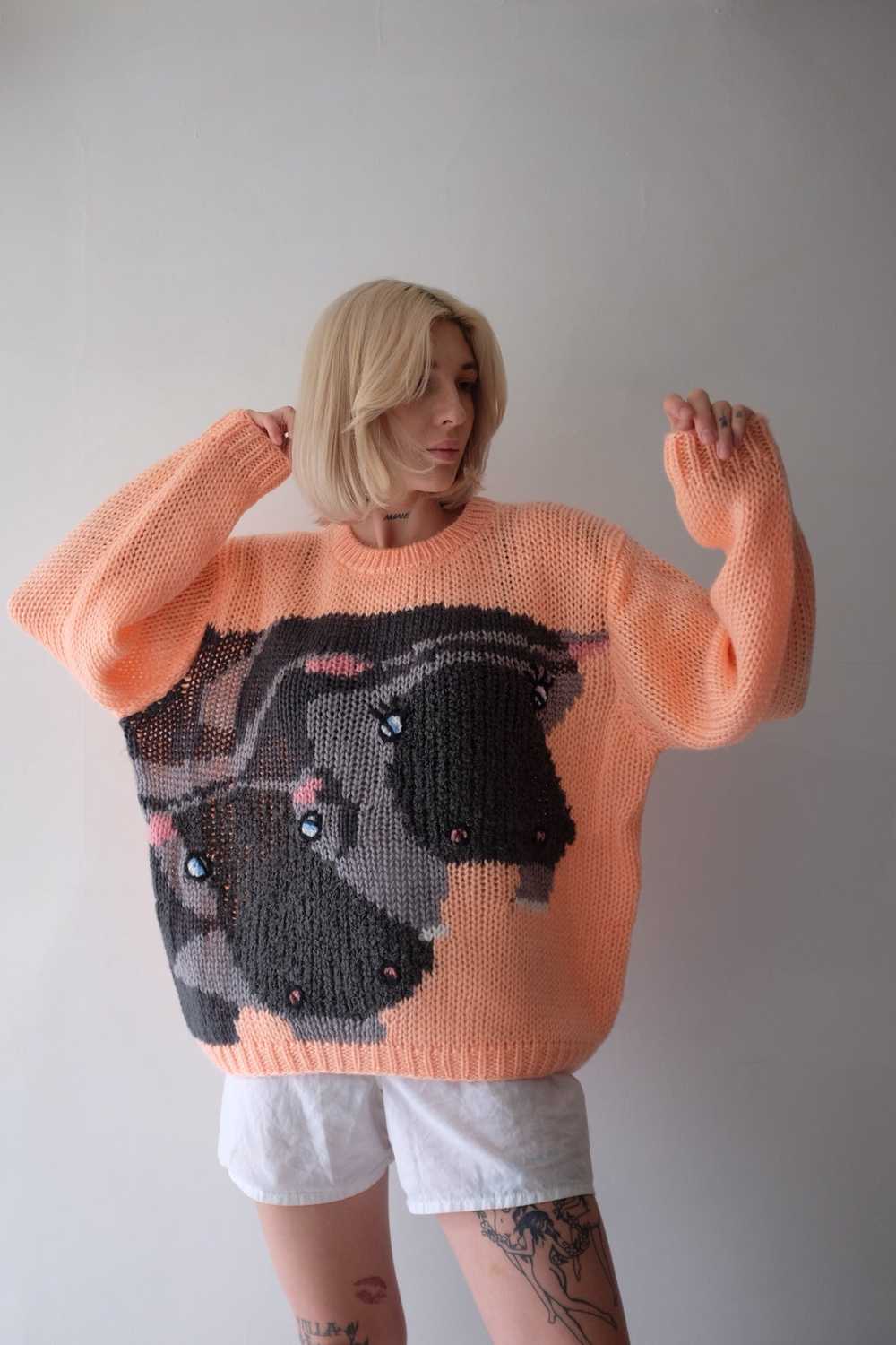 1980s Acrylic Hippo Sweater - image 1