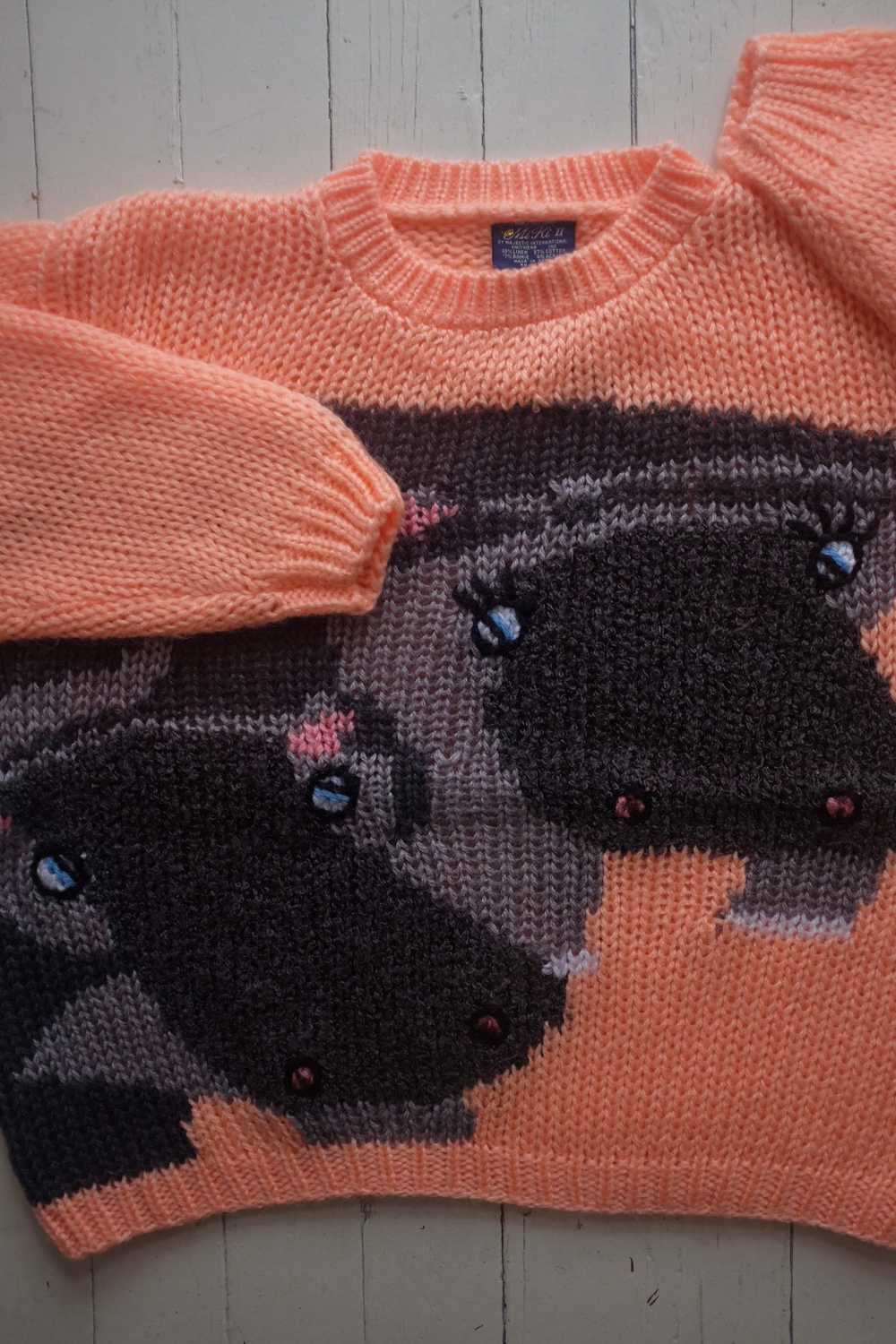 1980s Acrylic Hippo Sweater - image 3