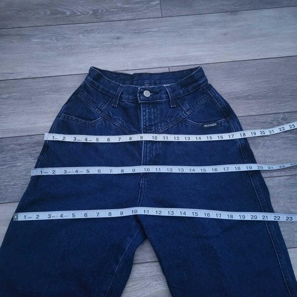 Vintage Rockies jeans xs TALL  dark blue  denim s… - image 12