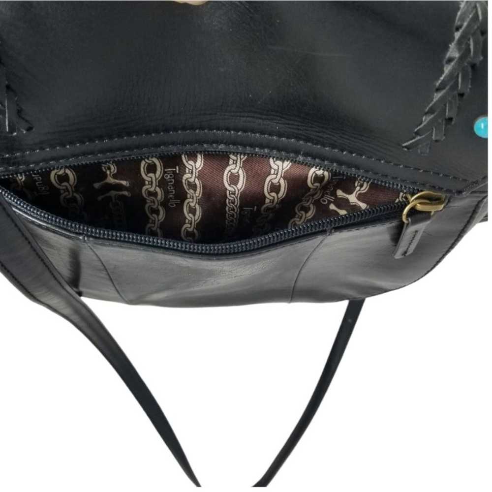 Tignanello Black Leather Saddle bag with Turquois… - image 10