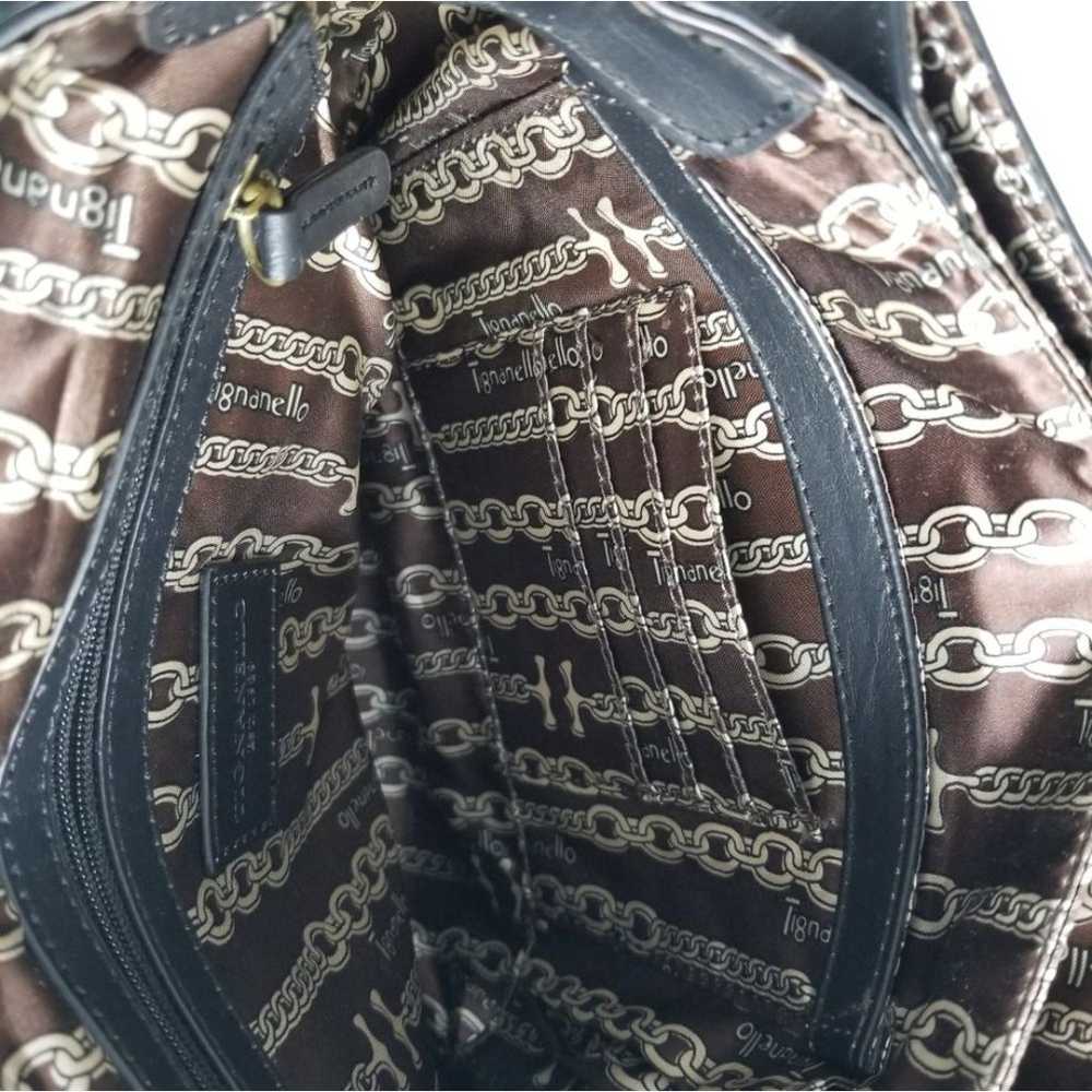 Tignanello Black Leather Saddle bag with Turquois… - image 11