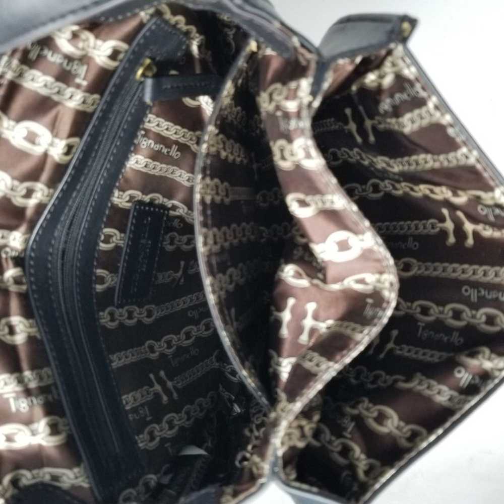Tignanello Black Leather Saddle bag with Turquois… - image 12