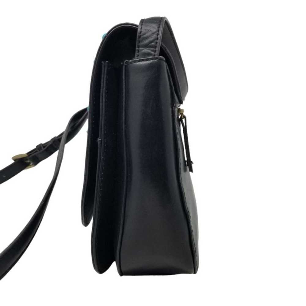 Tignanello Black Leather Saddle bag with Turquois… - image 4