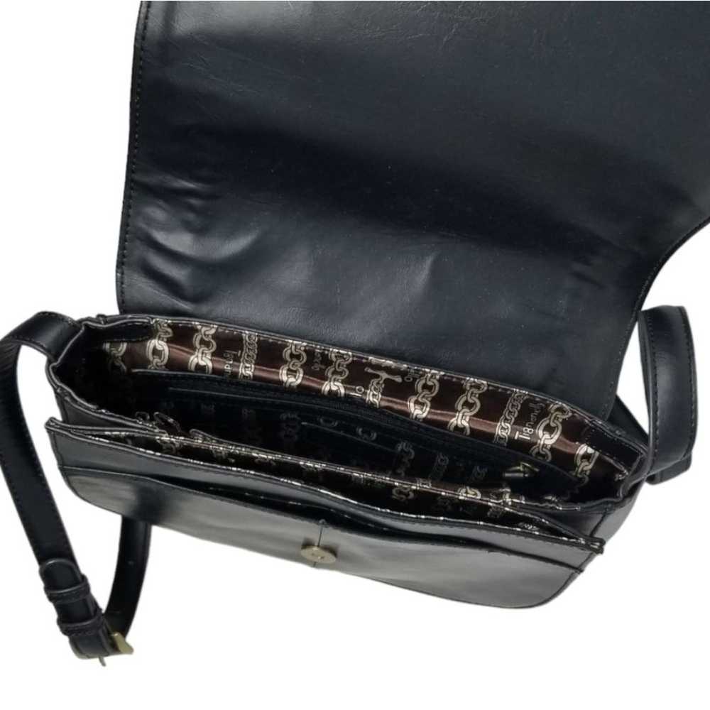 Tignanello Black Leather Saddle bag with Turquois… - image 7